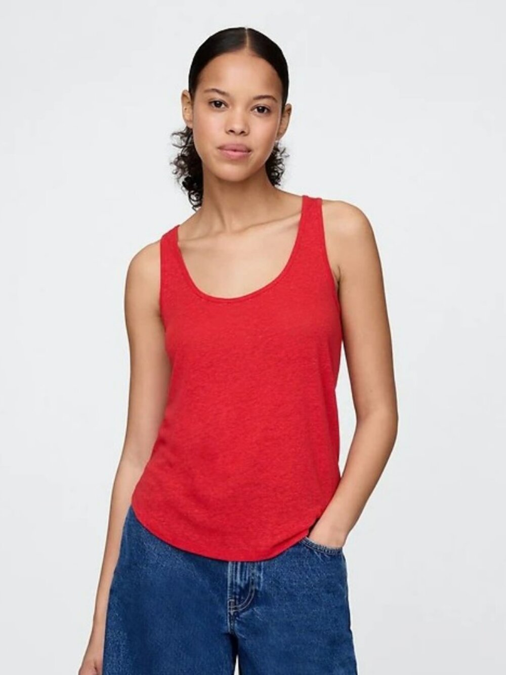 NWT Gap Red Linen-Blend Racerback Tank Top Large